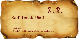 Kadlicsek Ubul névjegykártya